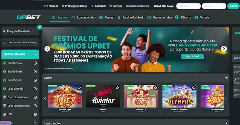 página inicial da upbet