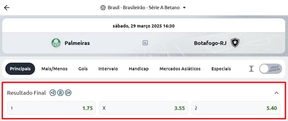 resultado final na betano