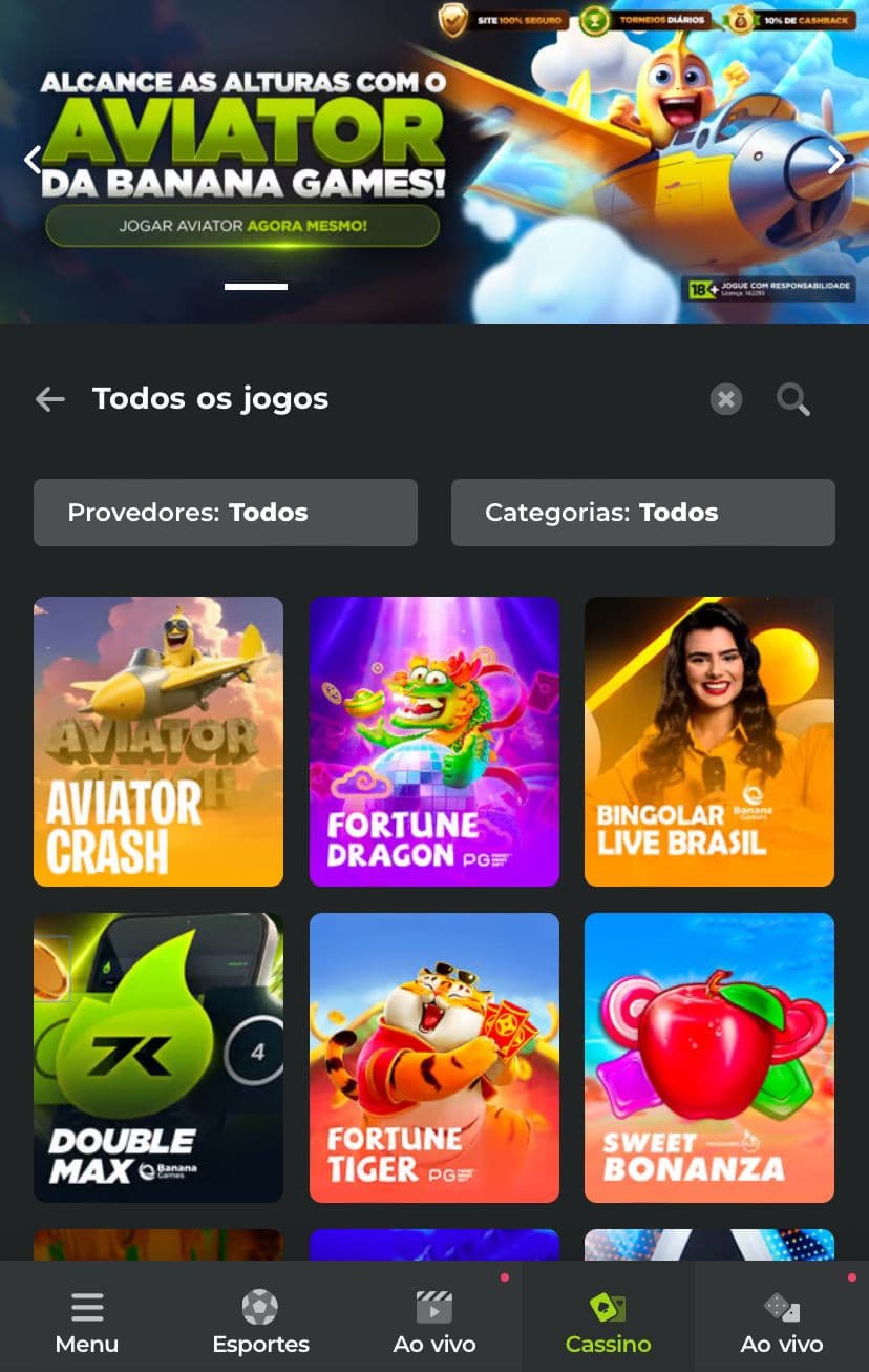 Página de cassino no aplicativo da Bet7k