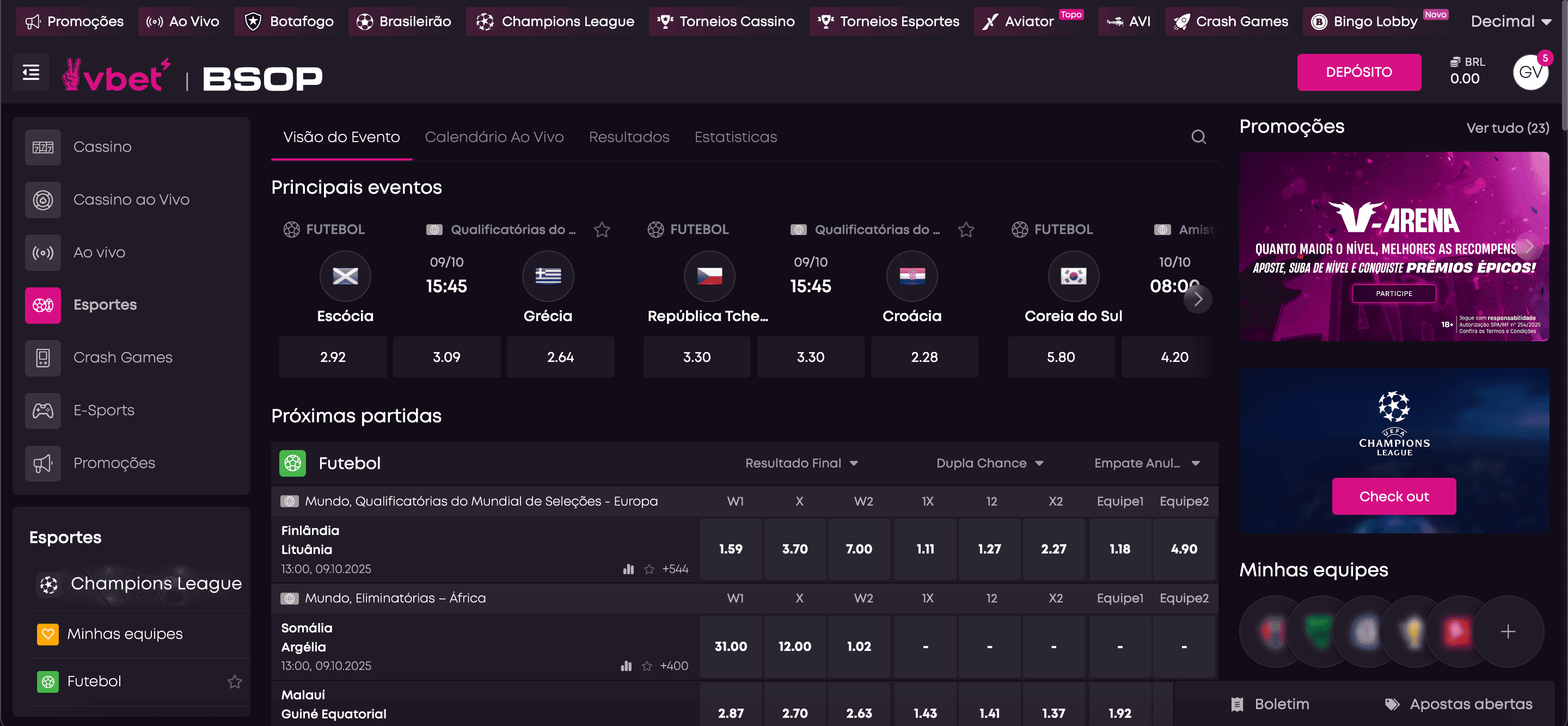 Apostas esportivas na Vbet Brasil