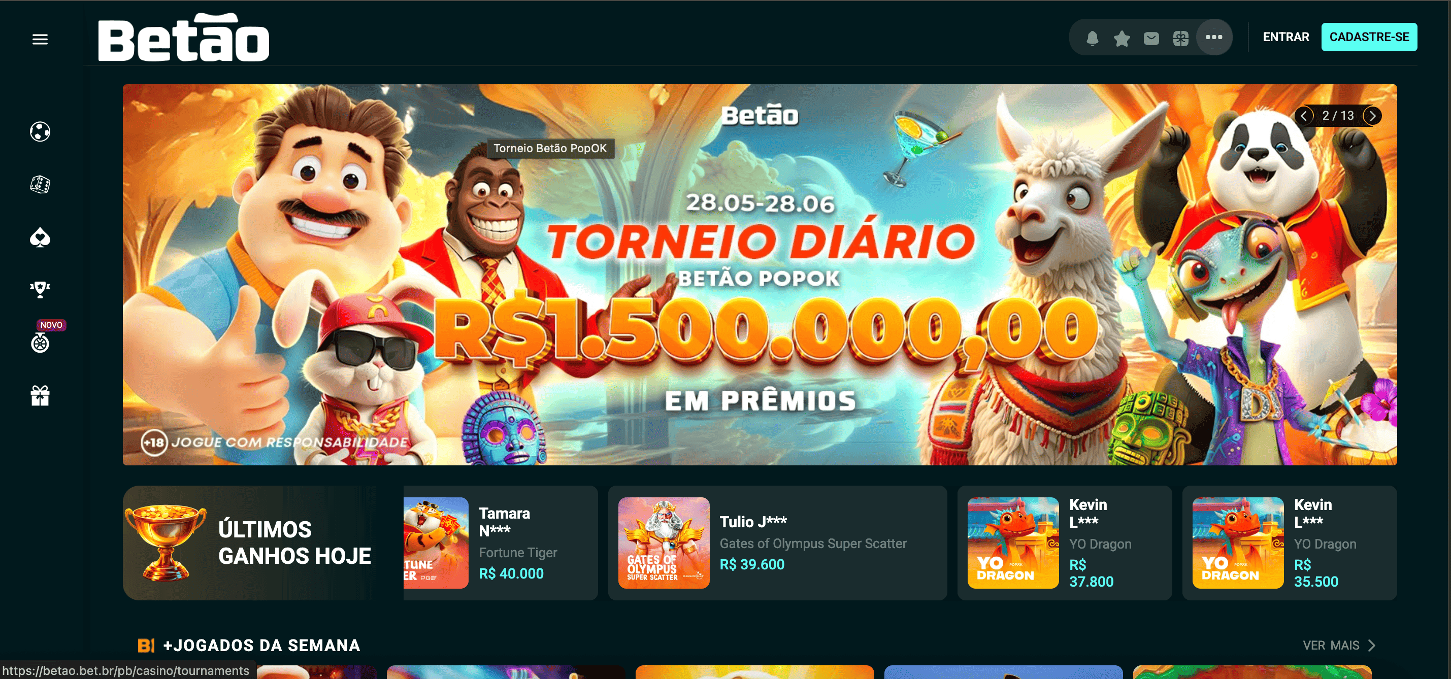 Página inicial da Betão Bet