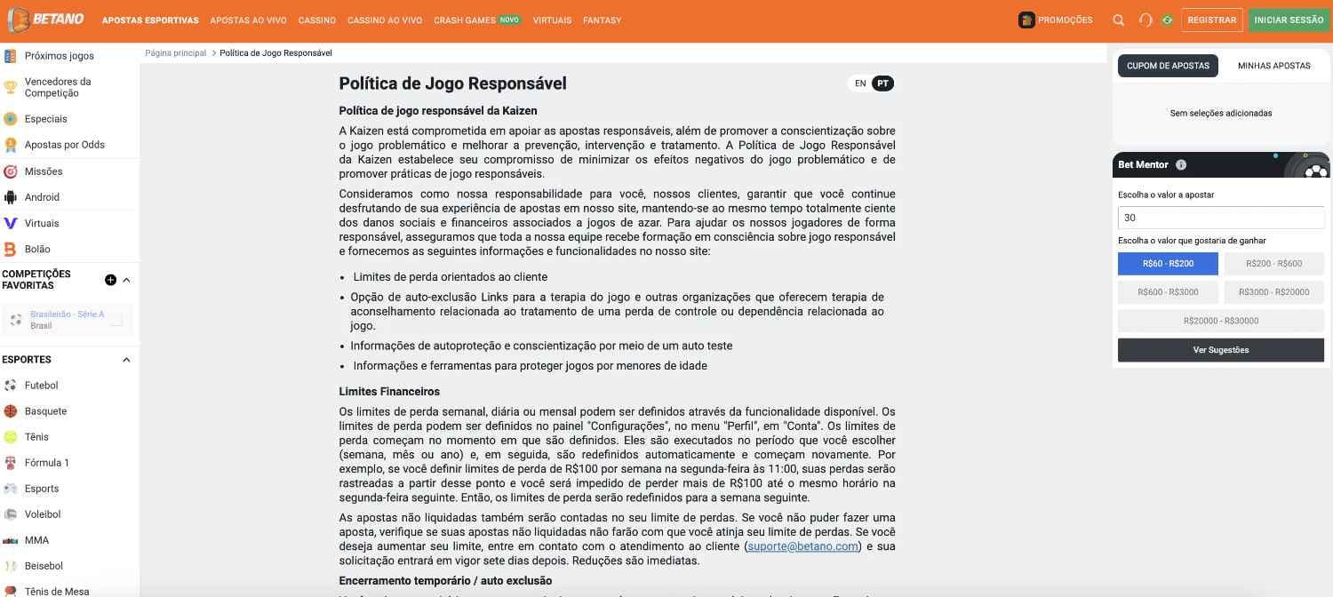 jogo responsavel na betano