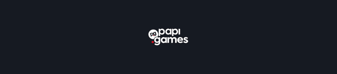 capa com fundo preto e logo da papi games na cor branca