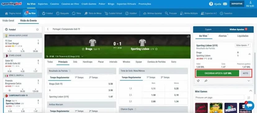 cash out na sportingbet