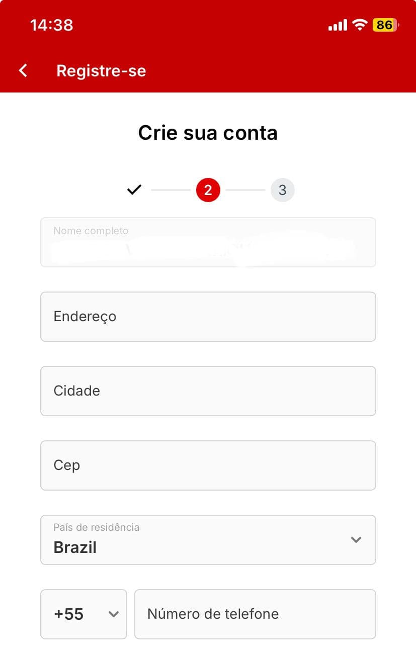 Página de cadastro Superbet