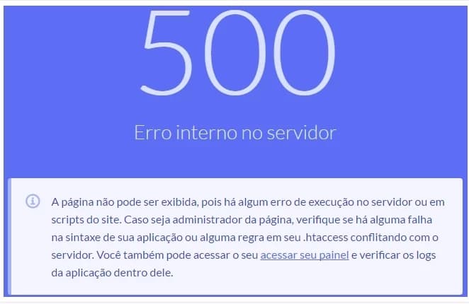 erro interno de servidor