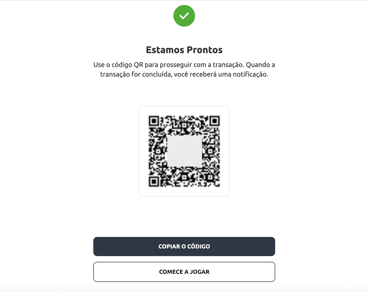 Página de pagamento via PIX na Betano