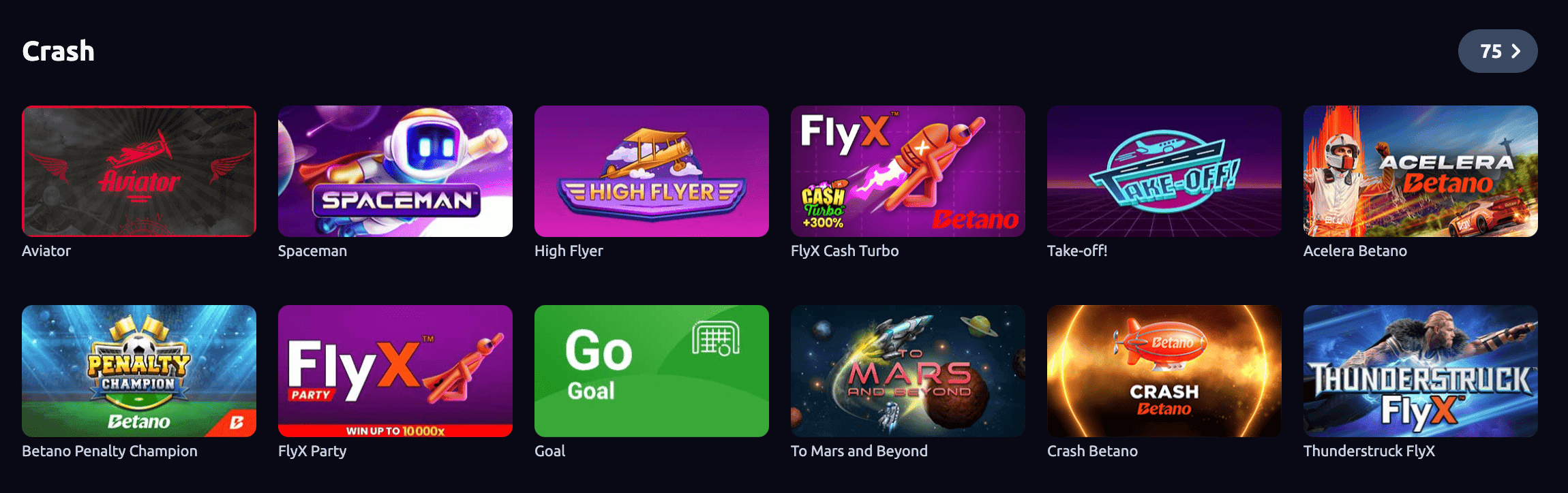 Jogos de Crash na Betano