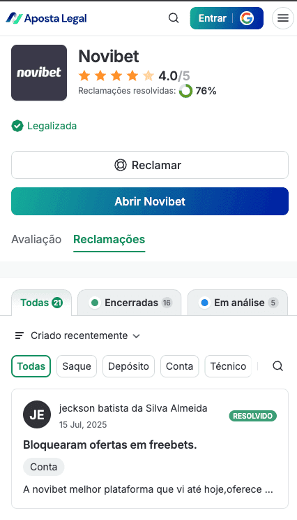 Nossa seção de Ajuda da Novibet