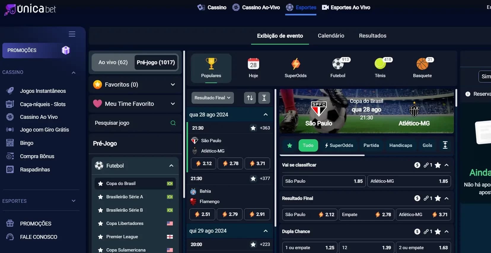 esportes unicabet