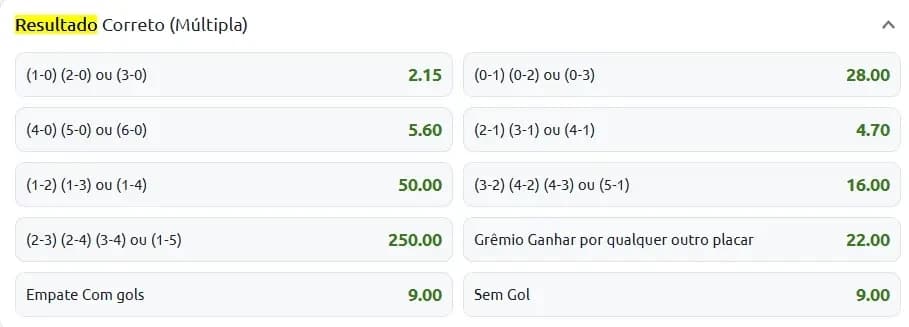resultado correto multipla