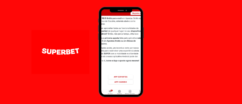 Imagem da página de dowload do aplicativo Superbet