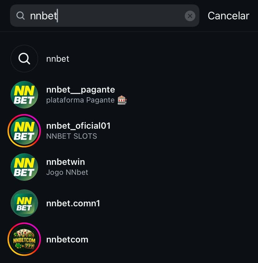 Supostos perfis da NNBET no Instagram