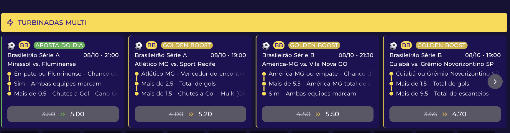 Carrossel de Super Odds na Multibet