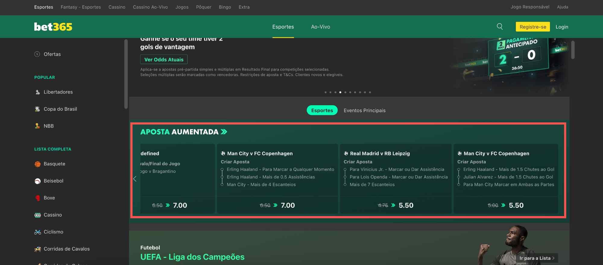 aposta aumentada bet365