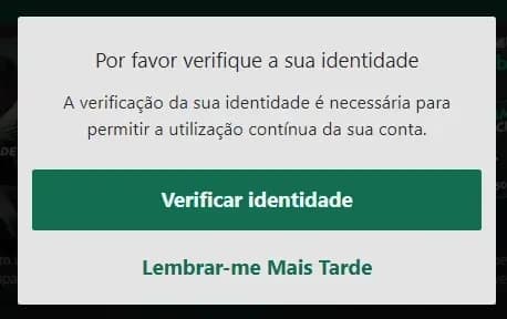 botão de "verificar identidade" na bet365