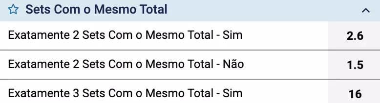 sets com o mesmo total volei