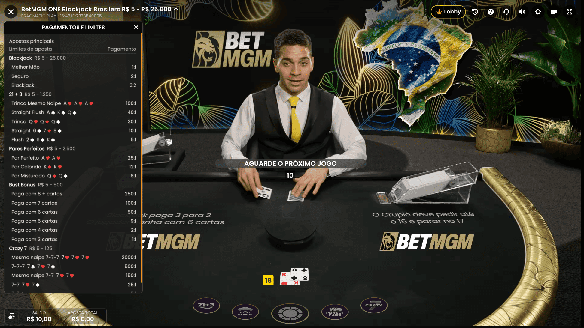 Blackjack Brasileiro na BetMGM