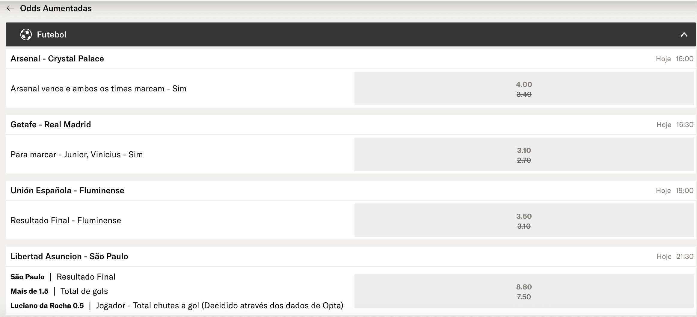 Tela de Super Odds BetMGM