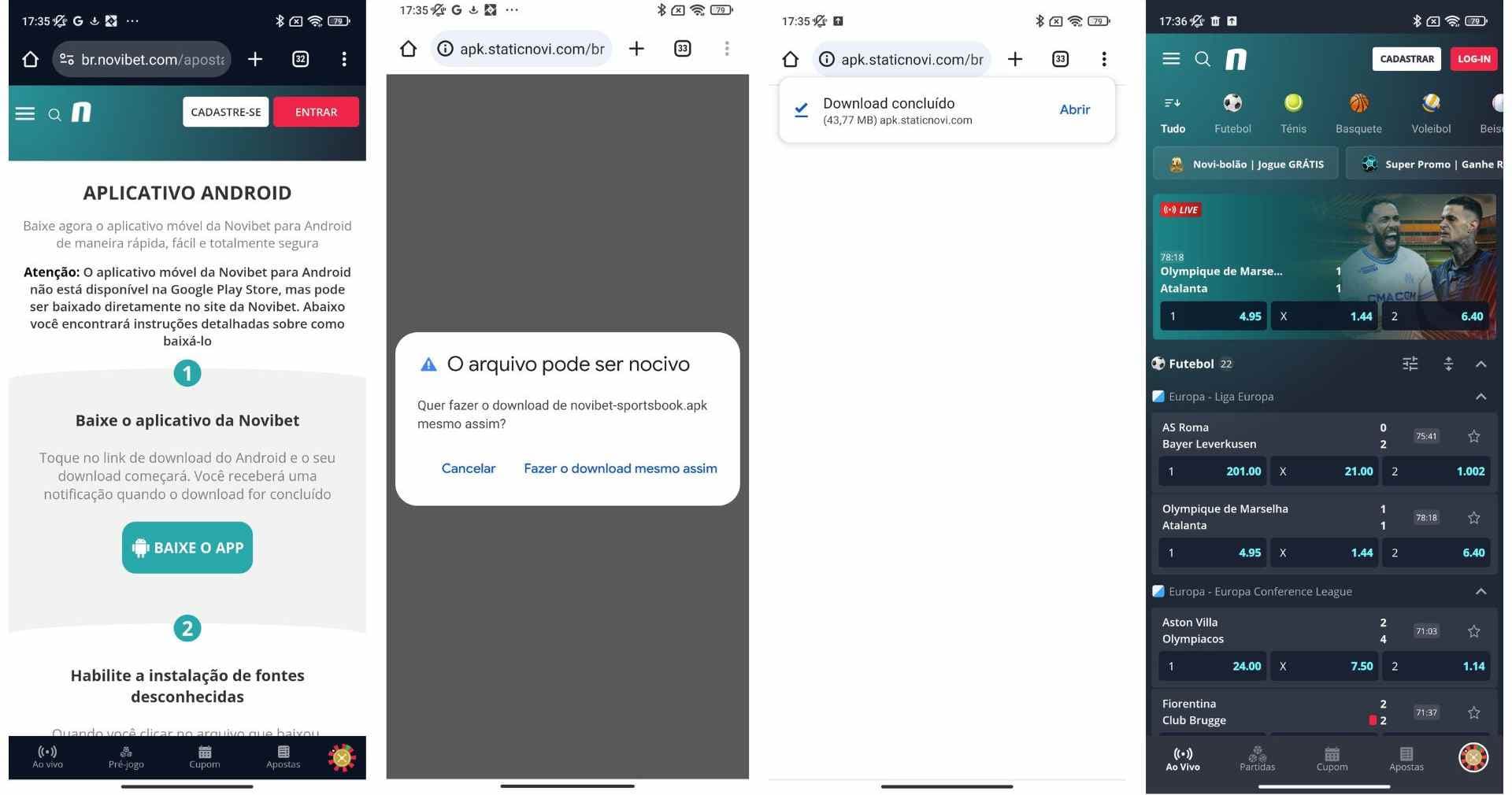 como baixar novibet app