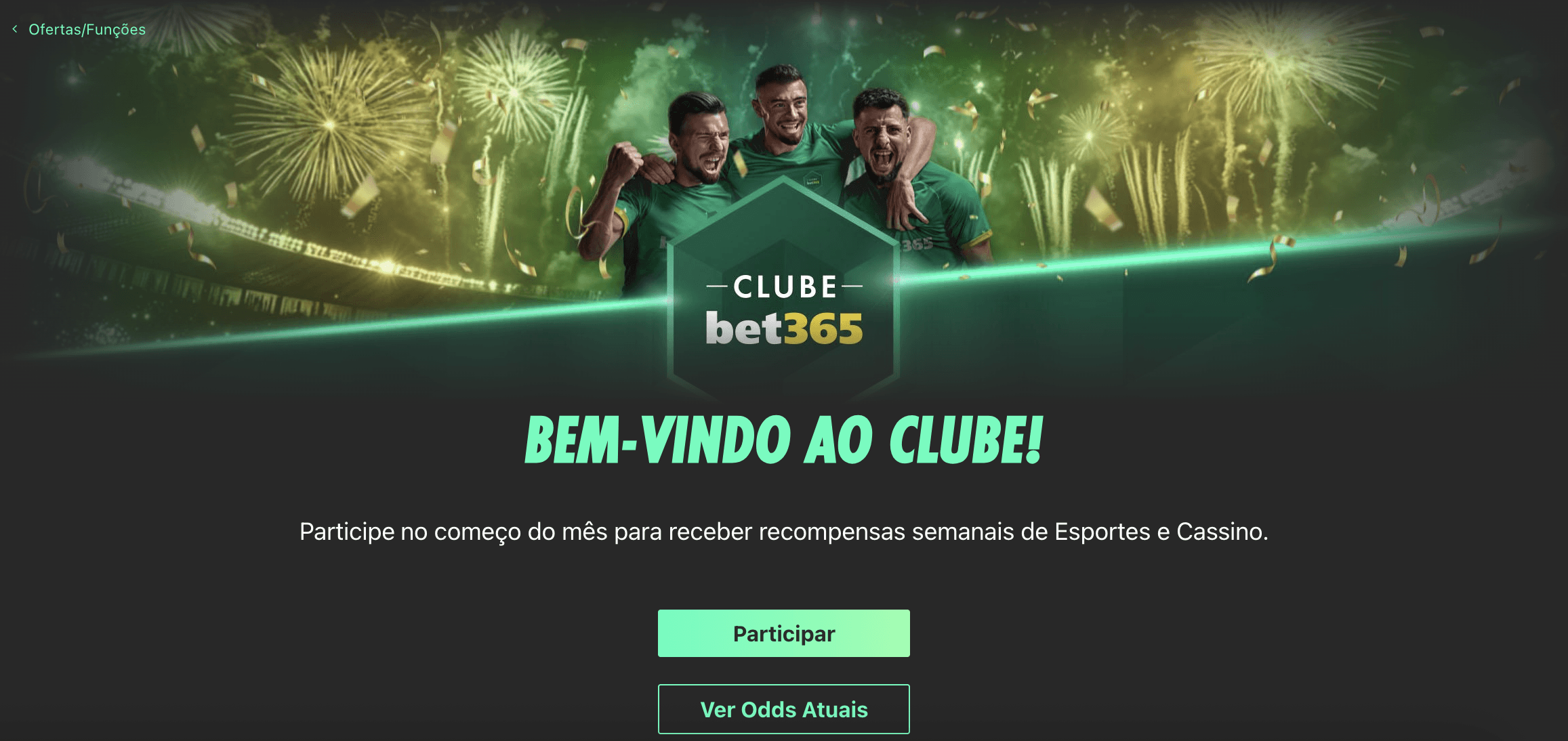 Página da oferta do Clube Bet365