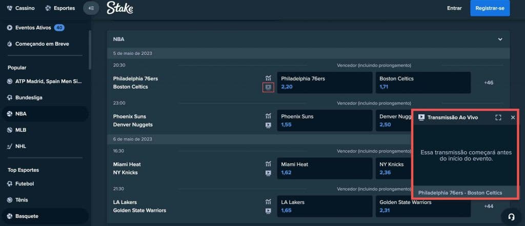 basquete ao vivo na stake