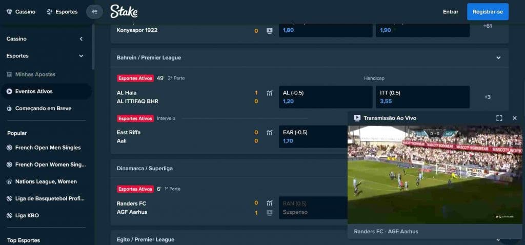 O Live Streaming da Stake é excelente