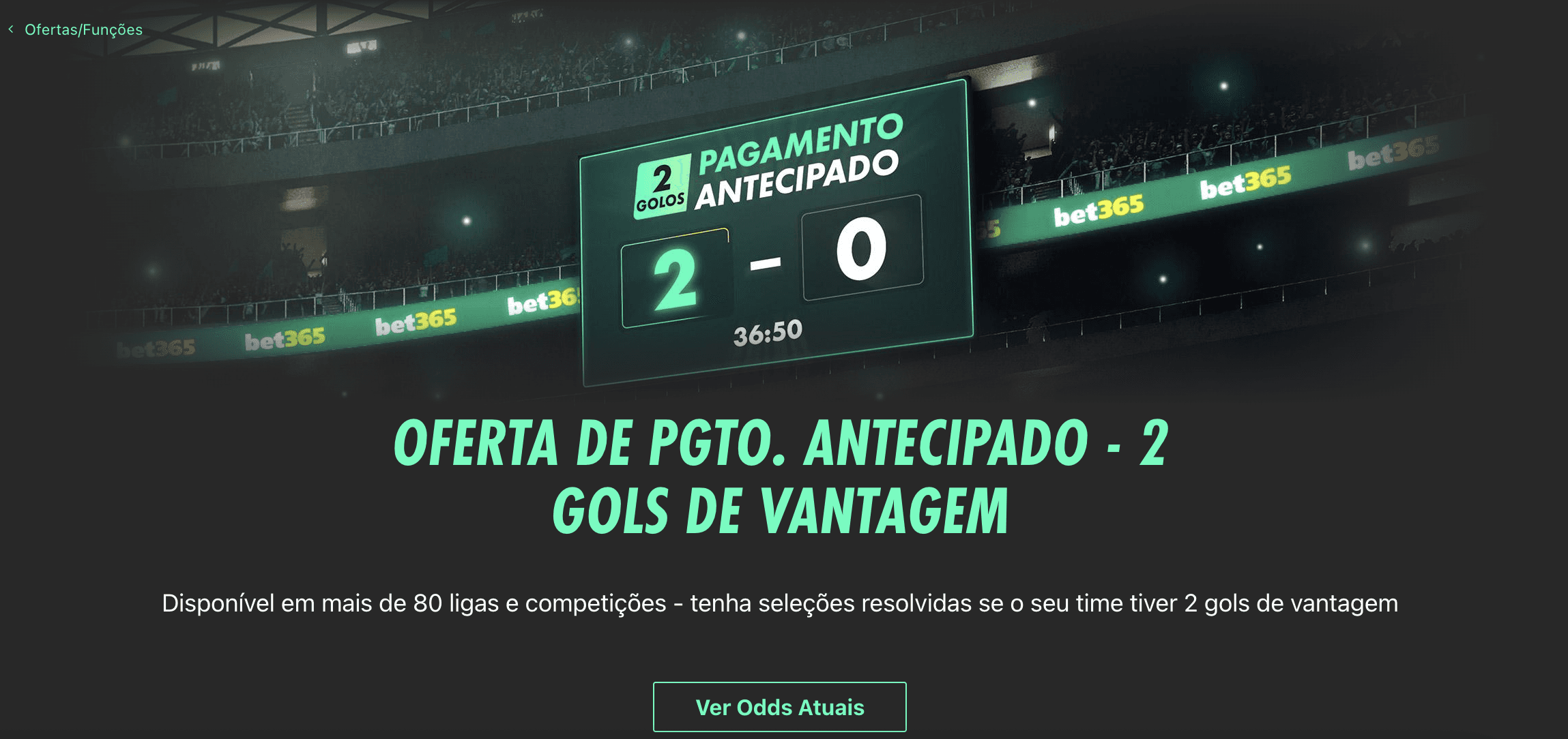 A imagem mostra a página de Pagamento Antecipado na Bet365