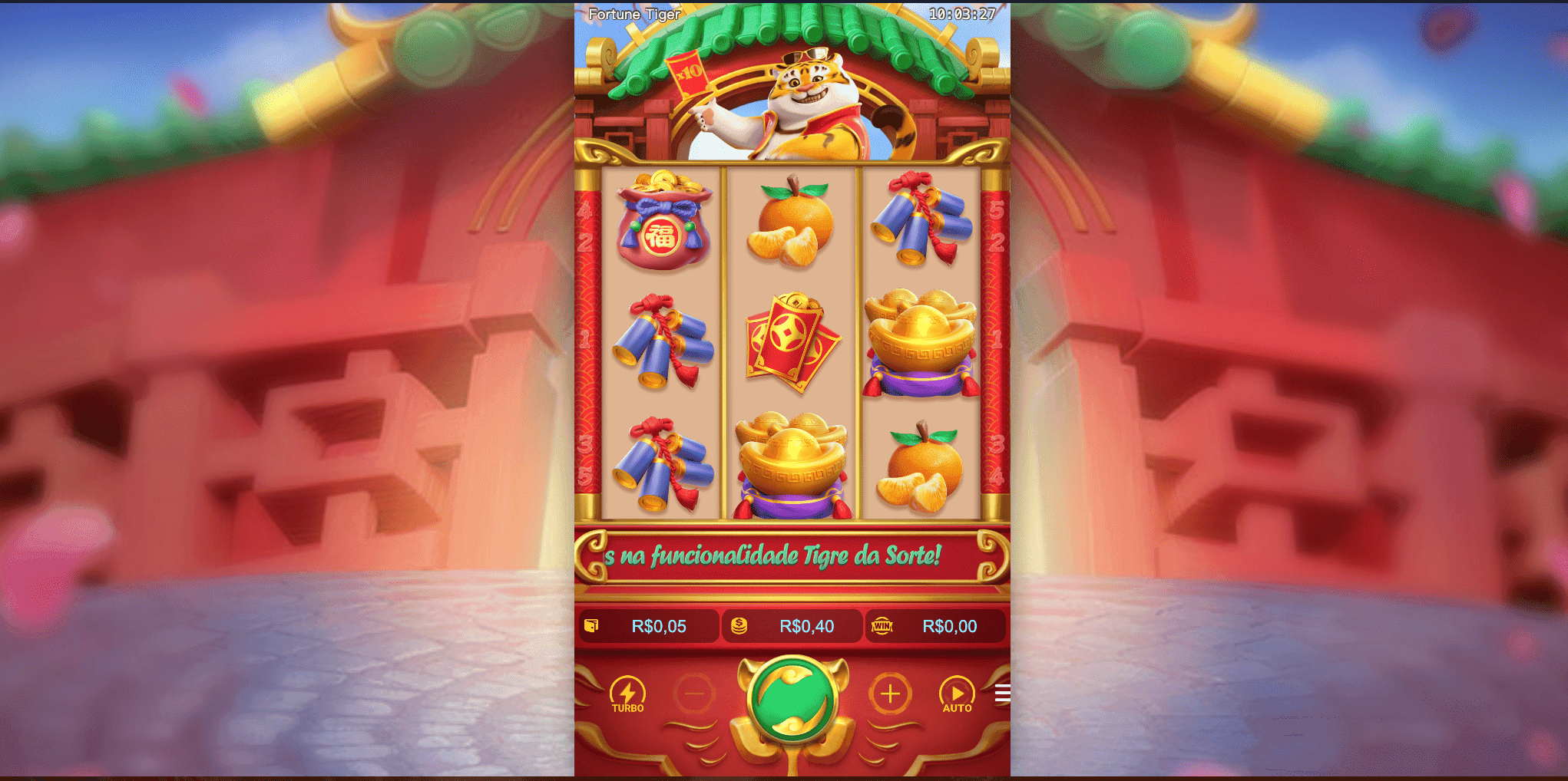 A imagem mostra o Jogo do Tigrinho em uma das plataformas de cassino legalizadas no Brasil.