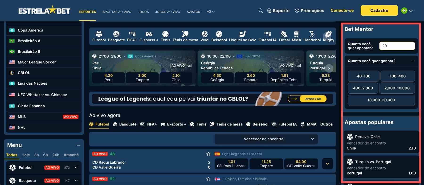 bet mentor e apostas populares na estrelabet