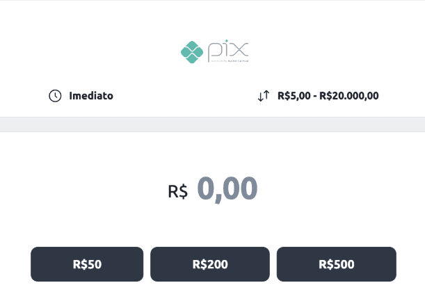 print da tela de deposito via pix